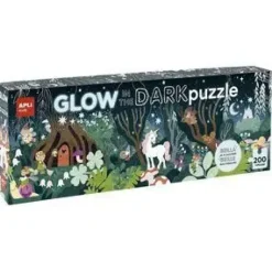 APLI GLOW IN THE DARK PUZZLE FLUORESCENTE DE 200 PIEZAS 6X5CM - TEMATICA BOSQUE MAGICO - EFECTO FLUORESCENTE QUE REVELA DISEÑOS OCULTOS - POSTER PARA FACILITAR MONTAJE