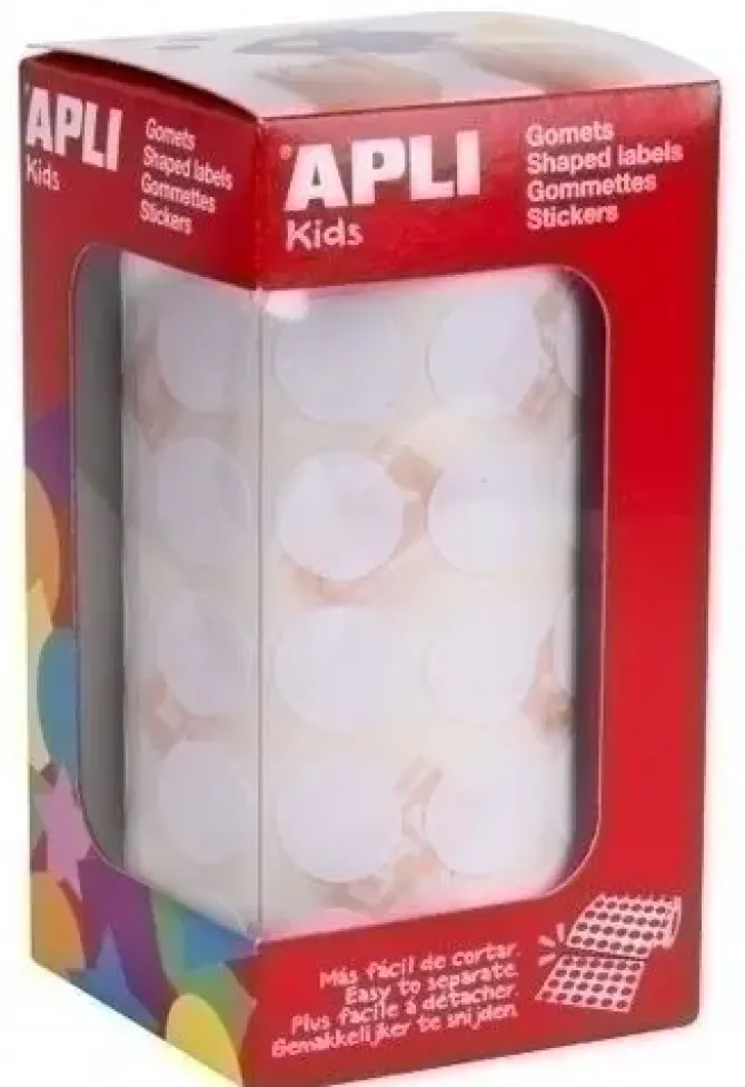 APLI GOMETS EN ROLLOS CIRCULO BLANCO 15 MM AP11904