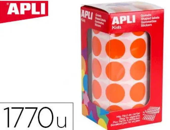 APLI GOMETS EN ROLLOS CIRCULO NARANJA 020MM 11488