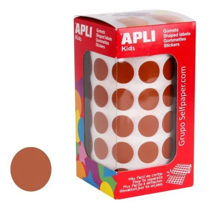 APLI GOMETS EN ROLLOS CIRCULO MARRON 15 MM 2832 UNIDADES AP11486
