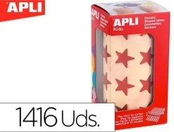 APLI GOMETS EN ROLLOS ESTRELLA GRANDE ROJO METALIZADO 1416 UNIDADES 12053