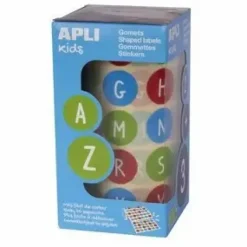 APLI GOMETS EN ROLLOS LETRAS ABECEDARIO COLORES REDONDOS 20MM AP15126