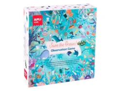 APLI JUEGO DE OBSERVACION SAVE THE OCEAN - TABLERO DE 40 X 40 CM - 40 CARTAS Y 24 STICKERS