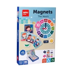 APLI JUEGO MAGNETICO APRENDE LAS HORAS - 1 ESCENARIO IMANTADO 28 X 18 CM - 96 FICHAS CON LAS PARTES DEL RELOJ