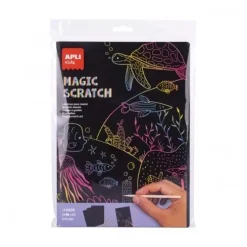 APLI MAGIC SCRATCH LAMINAS PARA RASCAR - TAMAÑO A4 - 10 HOJAS, 5 HERRAMIENTAS - DISTINTOS COLORES DE FONDO