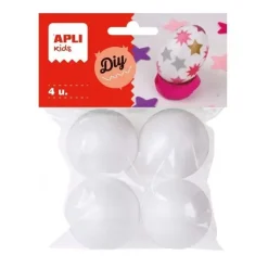 APLI PACK DE 4 BOLAS DE POREXPAN Ø 45 MM - COLOR BLANCO