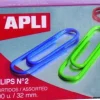 APLI PACK DE 100 CLIPS Nº2 32 MM - COLORES SURTIDOS