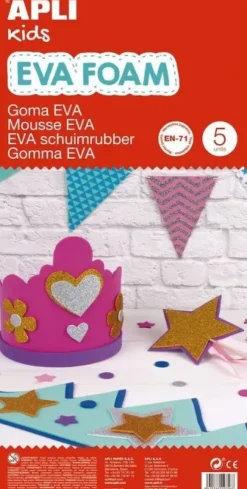 APLI PACK DE 5 GOMA EVA 600 X 400 MM - GROSOR 2 MM - IMPERMEABLE - MOLDEABLE AL CALOR - COLOR BLANCO