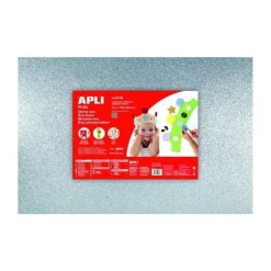 APLI PACK DE 3 GOMA EVA PURPURINA PLATA 600 X 400 MM - GROSOR 2 MM - IMPERMEABLE - MOLDEABLE AL CALOR - COLOR PLATA