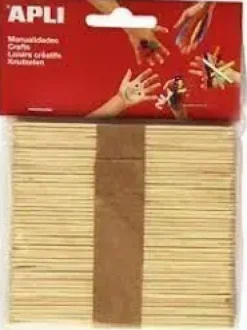 APLI PACK DE 50 PALOS POLO DE MADERA NATURAL 114 X 10 MM - COLOR MADERA