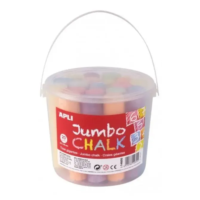 APLI PACK DE 20 TIZAS JUMBO Ø 25 X 105 MM - APTAS PARA USO ESCOLAR - COLORES SURTIDOS