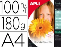 APLI PAPEL FOTOGRAFICO EVERYDAY A4 180GR - ACABADO BRILLANTE - 100 HOJAS