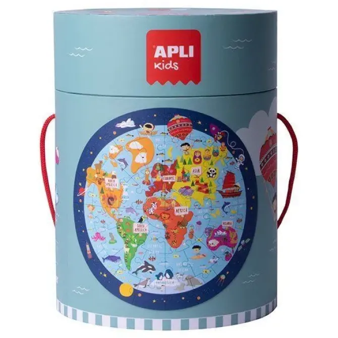 APLI PUZZLE CIRCULAR DEL MAPAMUNDI - TAMAÑO Ø50 CM - 48 PIEZAS - 2MM DE GROSOS
