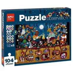 APLI PUZZLE OBSERVACION BOSQUE DE 104 PIEZAS DE 5X5CM - INCLUYE POSTER Y 3 FICHAS - FACIL MANEJO - DESARROLLA HABILIDADES Y AUTOESTIMA - RECOMENDADO PARA NIÑOS A PARTIR DE 5 AÑOS