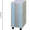 ARCHIVADOR METALICO CLEN 20 BANDEJAS PLASTICO DE 2,5 CM DE ALTURA CON RUEDAS COLOR GRIS CLARO 680X303X371 MM