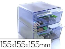 ARCHIVO 2000 CUBO ORGANIZADOR CON 4 CAJONES PEQUEÑOS DE COLOR AZUL TRANSLÚCIDO REF.6704AZ CS71978