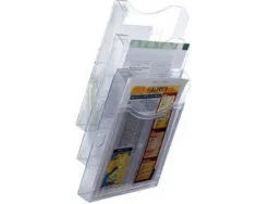 ARCHIVO 2000 EXPOSITOR DE 3 COMPARTIMENTOS A4 VERTICAL TRANSPARENTE.155X239X455MM.FIJACIÓN A PARED 6123 CS37948