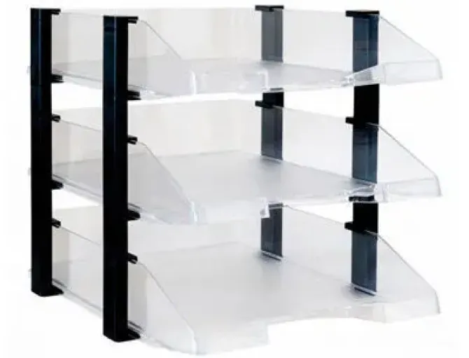 ARCHIVO 2000 JUMBORACK SET DE 3 BANDEJAS POLIESTIRENO TRANSPARENTE+ELEVADORES NEGROS.REF.704 TP