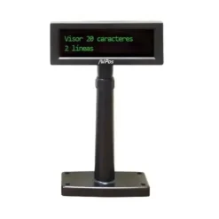 AVPOS VISOR VFD220 - 2 LINEAS DE 20 CARACTERES - COLOR DE PANTALLA VERDE - 267 TIPOS DE CARACTERES INTERNACIONALES - USB - COLOR NEGRO