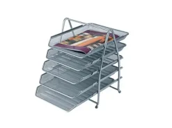 BANDEJA SOBREMESA METALICA Q-CONNECT KF18476 REJILLA PLATA 5 BANDEJAS MOVIBLES 350X275X375 MM