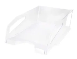 BANDEJA SOBREMESA PLASTICO Q-CONNECT GRAN CAPACIDAD CON ASA TRANSPARENTE 386X270X115MM