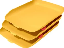 BANDEJA SOBREMESA PLASTICO LEITZ COSY SET DE 3 UNIDADES AMARILLO 274X120X456 MM