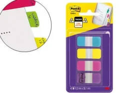 BANDERITAS SEPARADORAS RIGIDAS DISPENSADOR 4 COLORES AMARILLO AZUL ROSA Y VIOLETA POST-IT INDEX 676-AYPV-EU