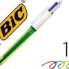 BIC 4 COLOURS FLUO BOLIGRAFO DE BOLA RETRACTIL - PUNTA MEDIA DE 1.0MM - TINTA CON BASE DE ACEITE - TINTA DE COLORES: NEGRO, AZUL, ROJO Y AMARILLO FLUORESCENTE