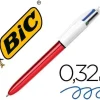 BIC 4 COLOURS SHINE BOLIGRAFO DE BOLA RETRACTIL - PUNTA DE 1MM - TRAZO DE 0.4MM - TINTA CON BASE DE ACEITE - CUERPO ROJO METALIZADO/BLANCO - 4 COLORES