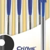 BIC CRISTAL ORIGINAL PACK DE 4 BOLIGRAFOS DE BOLA - PUNTA REDONDA DE 1.0MM - TRAZO 0.4MM - TINTA CON BASE DE ACEITE - COLOR AZUL