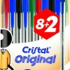 BIC CRISTAL ORIGINAL PACK DE 10 BOLIGRAFOS DE BOLA - PUNTA REDONDA DE 1.0MM - TRAZO 0.4MM - TINTA CON BASE DE ACEITE - COLORES SURTIDOS
