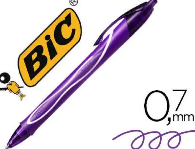 BIC GEL-OCITY QUICK DRY BOLIGRAFO RETRACTIL - PUNTA MEDIA DE 0.7MM - TINTA DE GEL - SECADO ULTRA RAPIDO - NO MANCHA EL PAPEL - COLOR VIOLETA