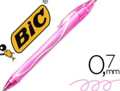 BIC GEL-OCITY QUICK DRY BOLIGRAFO RETRACTIL - PUNTA MEDIA DE 0.7MM - TINTA DE GEL - SECADO ULTRA RAPIDO - NO MANCHA EL PAPEL - COLOR ROSA