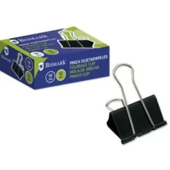BISMARK PINZA SUJETAPAPELES METALICA DE 19MM - PALA ABATIBLE - COLOR NEGRO