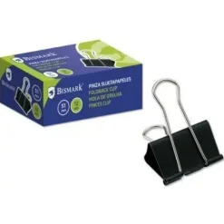 BISMARK PINZA SUJETAPAPELES METALICA DE 51MM - PALA ABATIBLE - COLOR NEGRO