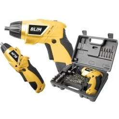 BLIM ATORNILLADOR DOBLE POSICION BATERIA 4V - VELOCIDAD 210 RPM - CONECTOR HEXAGONAL DE 1/4 (6.35 MM) - CAMBIO DE SENTIDO DE GIRO - CAPACIDAD DE BATERIA 1300 MAH - INCLUYE 44 ACCESORIOS PUNTAS Y VASOS