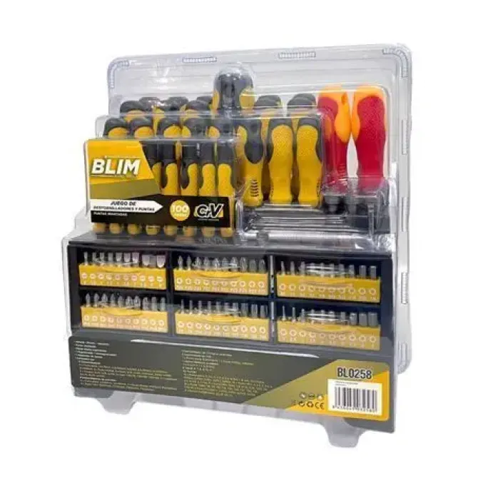 BLIM JUEGO 100 PIEZAS DESTORNILLADORES Y PUNTAS