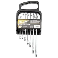 BLIM JUEGO DE 7 LLAVES COMBINADAS - CROMO VANADIO - MARCAS DE TAMAÑO UNIDIRECCIONALES Y GRANDES - ACABADO MICROMATE CHAPADO EN CROMO - MEDIDAS: 8 MM, 10 MM, 11 MM, 13 MM, 14 MM, 17 MM, 19 MM