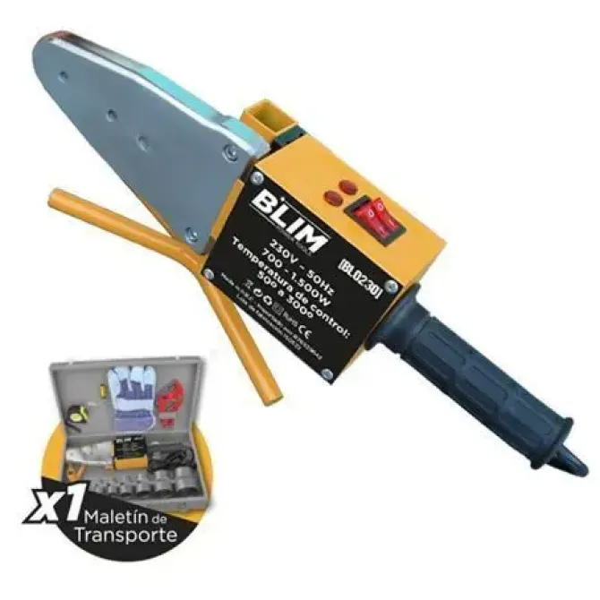 BLIM MAQUINA DE SOLDAR TUBERIA PPR 700-1500W - TEMPERATURA DE CONTROL 50º A 300º - INCLUYE MALETIN DE TRANSPORTE CON ACCESORIOS