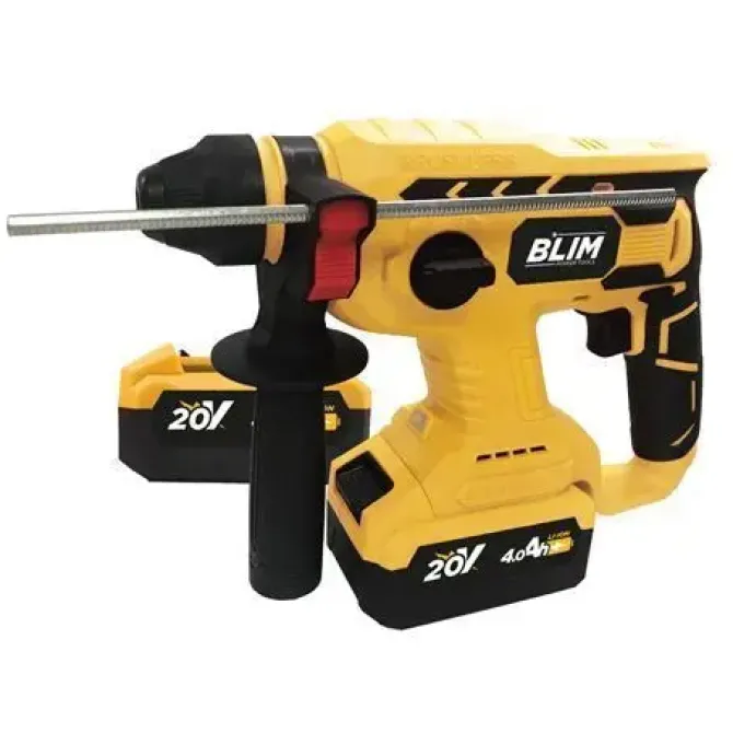 BLIM MARTILLO PERFORADOR A BATERIA 20V 4AH - MOTOR SIN ESCOBILLAS - ENERGIA DE IMPACTO 2.2 JULIOS - VELOCIDAD 0-1400RPM - INCLUYE 2 BATERIAS Y MALETIN DE TRANSPORTE