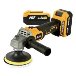 BLIM RADIAL A BATERIA 115MM 20V 4AH + KIT DE PULIDO - MOTOR SIN ESCOBILLAS - VELOCIDAD 1000/3000/4500/8500RPM - AGARRE ERGONOMICO - INCLUYE 2 BATERIAS Y MALETIN DE TRANSPORTE