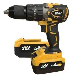 BLIM TALADRO PERCUTOR A BATERIA 20V 4AH - MOTOR SIN ESCOBILLAS - 68NM PAR MAXIMO - 2 VELOCIDADES 0-500/0-2000RPM - INCLUYE 2 BATERIAS Y MALETIN DE TRANSPORTE