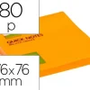 BLOC DE NOTAS ADHESIVAS QUITA Y PON Q-CONNECT 76X76 MM NARANJA NEON 80 HOJAS