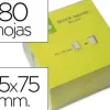 BLOC DE NOTAS ADHESIVAS QUITA Y PON Q-CONNECT 76X76 MM AMARILLO NEON 80 HOJAS