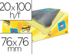 BLOC DE NOTAS ADHESIVAS QUITA Y PON POST-IT SUPER STICKY AMARILLO CANARIO 76X76 MM PACK PROMOCIONAL 16+4 GRATIS