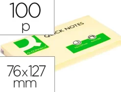 BLOC DE NOTAS ADHESIVAS QUITA Y PON Q-CONNECT 75X125 MM CON 100 HOJAS