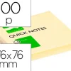 BLOC DE NOTAS ADHESIVAS QUITA Y PON Q-CONNECT 76X76 MM CON 100 HOJAS