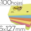 BLOC DE NOTAS ADHESIVAS QUITA Y PON POST-IT 76X127 MM NEON PACK DE 6 BLOCS SURTIDO