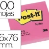 BLOC DE NOTAS ADHESIVAS QUITA Y PON POST-IT 76X76 MM FUCSIA NEON CON 100 HOJAS