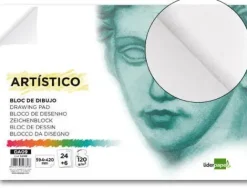 BLOC DIBUJO LIDERPAPEL ARTISTICO ENCOLADO 594X420MM 24+6 HOJAS 120G/M2 SIN RECUADRO
